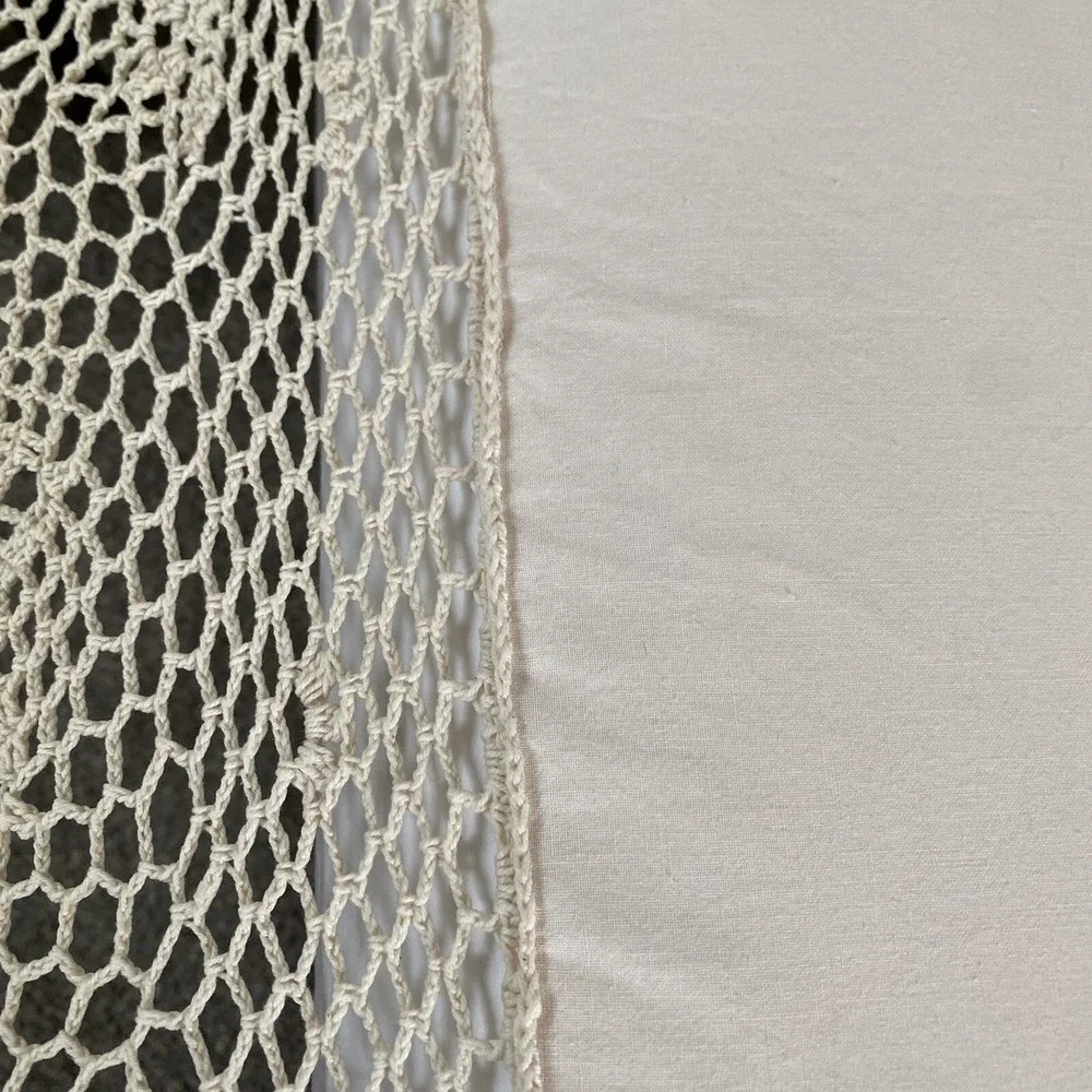 Vintage Hand Crocheted Lace Flat Sheet 50x70